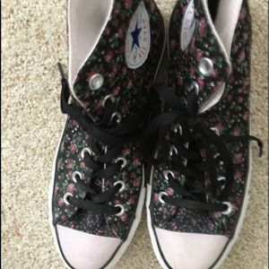 Hardly worn Converse floral high tops